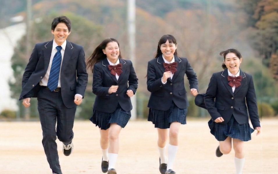 登校する生徒たち
